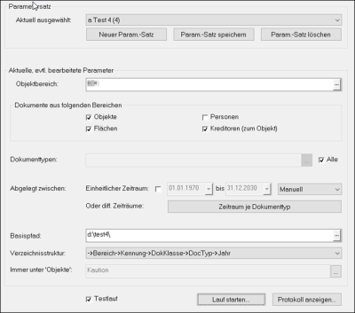 Oberfläche von iX-Haus DocuWare-Dokument-Export 